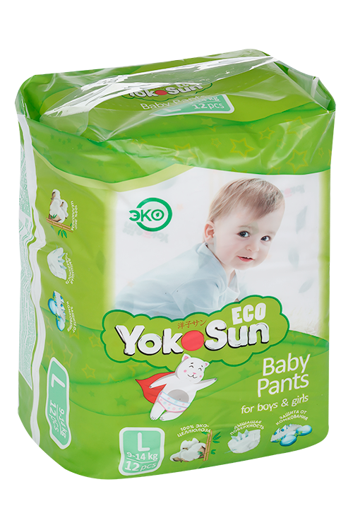 

Подгузники-трусики YokoSun Eco дет L (9-14кг), 12 шт