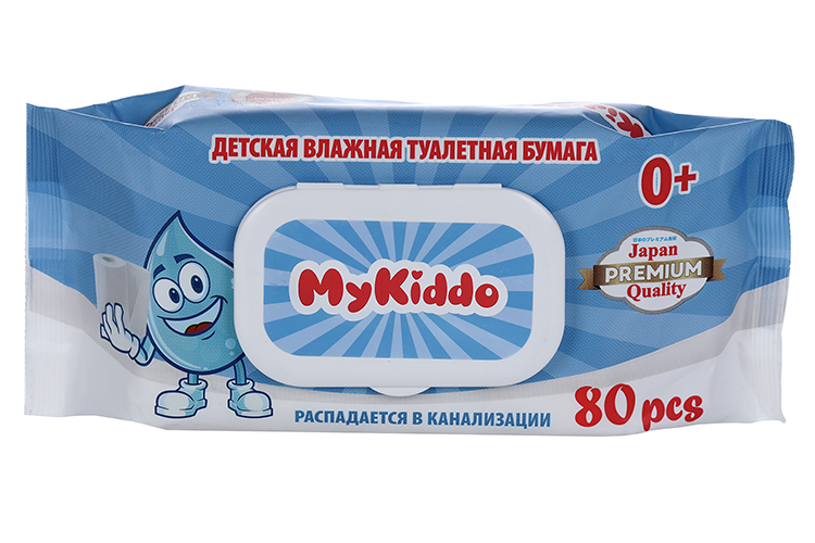 Бумага туалетная MyKiddo влажная детская, 80 шт туалетная бумага влажная детская biocos уп 45