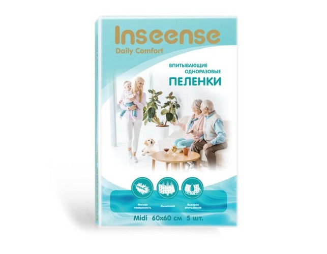 Пеленки Inseense Daily Comfort одноразовые 60х60 см, 5 шт