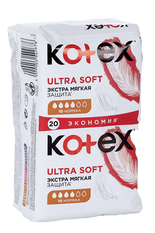 Прокладки Kotex Ultra Soft нормал, 20 шт прокладки гигиенические kotex ultra soft нормал 2х10 шт