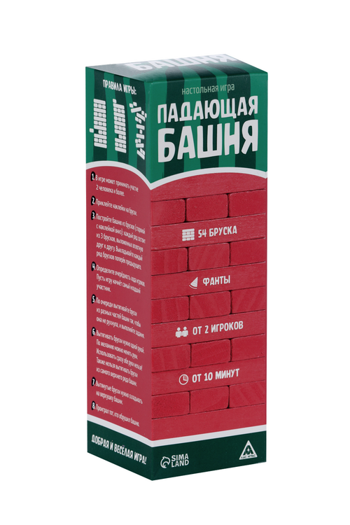 

Настольная игра ЛАС ИГРАС Падающая башня Арбузное настроение, 54 бруска с наклейками, 6+