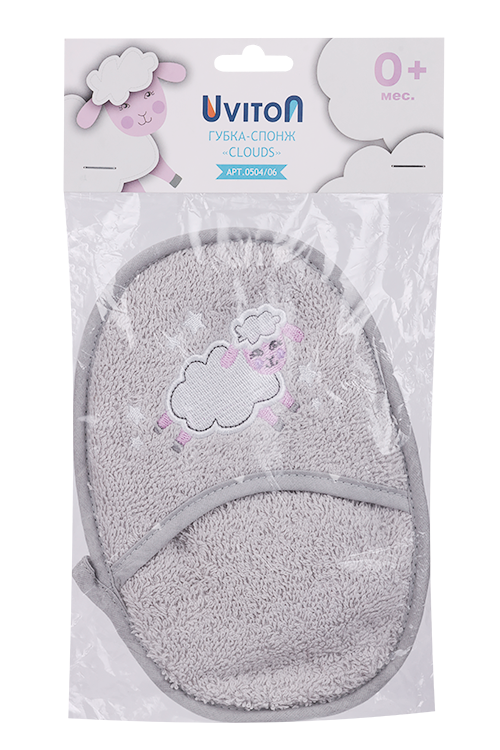 

Губка Uviton д/купания детская baby sponge серый/белый с 0 мес