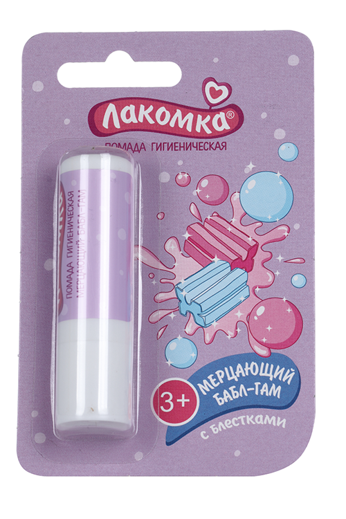 Помада Лакомка Мерцающий Бабл-Гам губная гигиен, 2,8 г