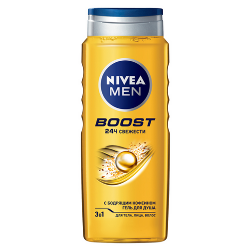 Гель NIVEA MEN Boost д/душа 3 в 1 с бодрящим кофеином, 500 мл