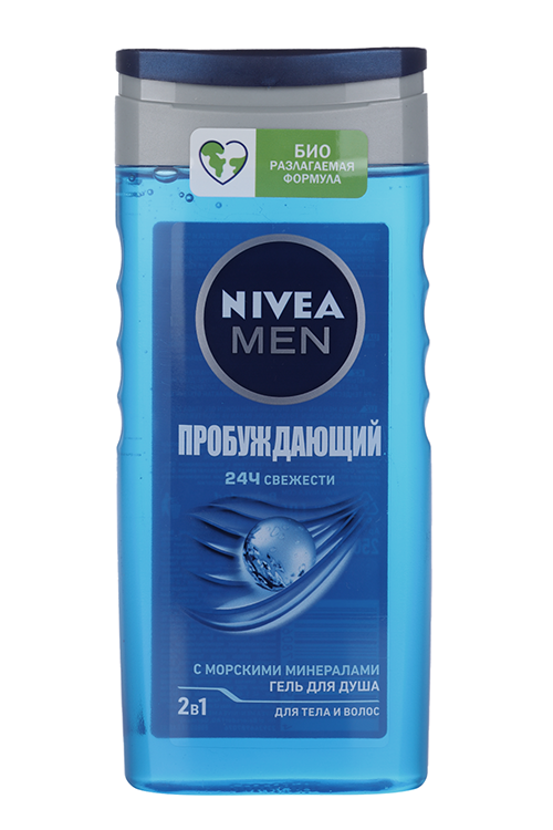 Гель NIVEA MEN д/душа пробуждающий 2 в 1 с морскими минералами, 250 мл гель для душа nivea men пробуждающий с морскими минералами 250 мл