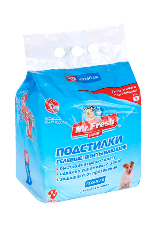 Подстилки Mr Fresh Expert regular д/кошек/собак гелевые впитывающие 40х60 см 30 шт mr fresh regular exper пеленки для ежедневного применения 40х60 см 30 шт