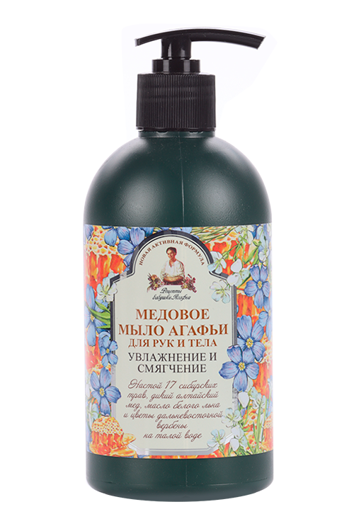 Мыло Рецепты бабушки Агафьи д/рук/тела жидкое медовое увлажнение/cмягчение, 500 мл