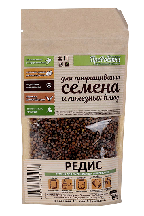 

Семена Никольские ПроРостки д/проращивания микрозелени редис 100 г