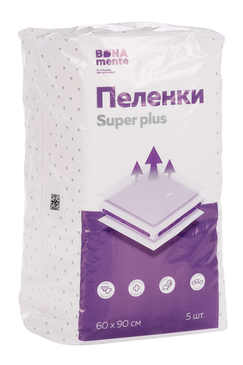 Пеленки Bona Mente Супер+ впит 60х90 см, 5 шт