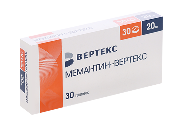 

Мемантин-Вертекс 20 мг, 30 шт, таблетки покрытые пленочной оболочкой