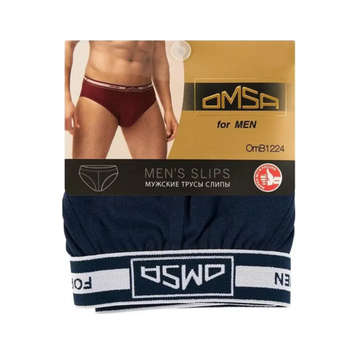 

Трусы OMSA FOR MEN B_OmB 1224 муж слипы классич с откр резин темно-синий