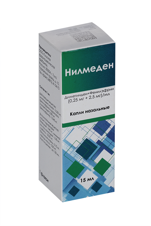 

Нилмеден (0.25+2.5 мг)/мл, 15 мл, капли назальные