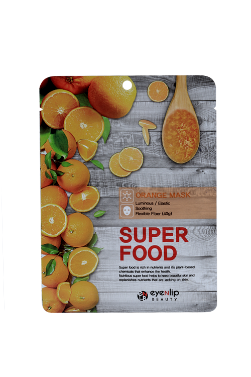 

Маска EYENLIP с экстрактом апельсина SUPER FOOD ткан д/лица, 23 мл