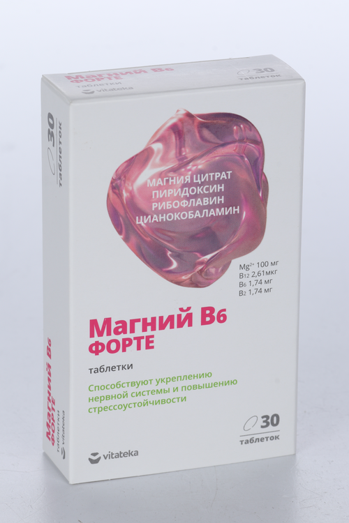 

Магний В6 форте, 1 170 мг, 30 шт, таблетки