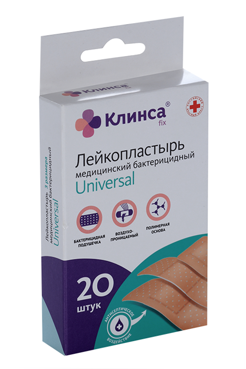 Пластырь Клинса бактерицид импэкс-мед универсал 3 размера полимер, 20 шт, натур