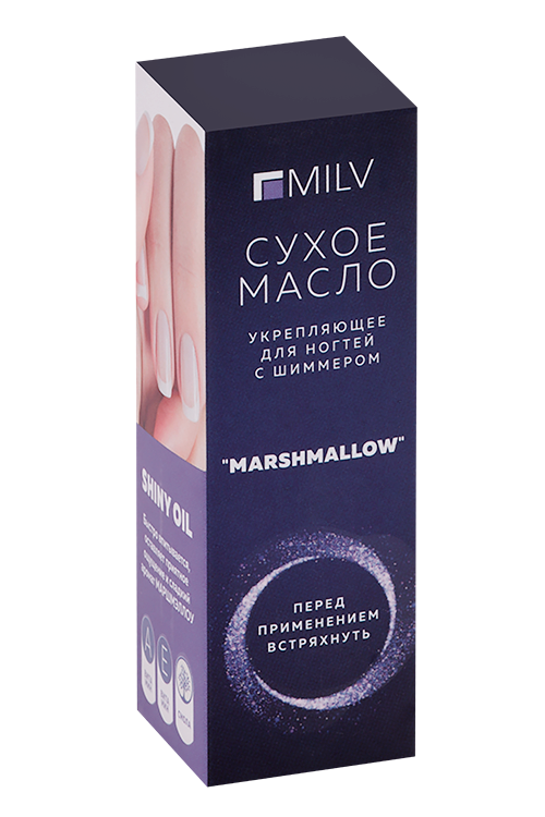 

Масло MILV сухое укрепляющее д/ногтей с шиммером Marshmallow, 15 мл