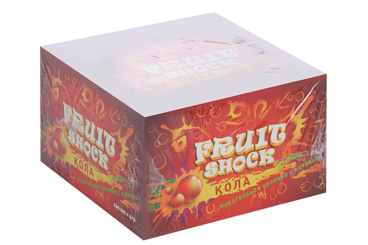

Жевательная резинка Fruit Chock без красителей с начинкой аромат колы блок, 100 шт