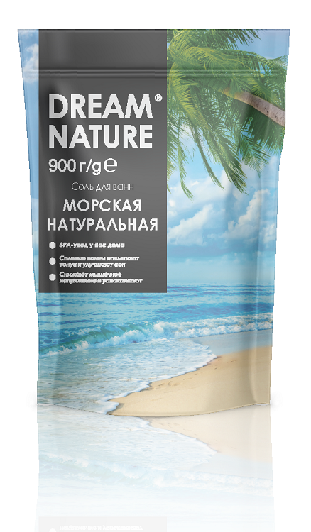 Соль д/ванн DREAM NATURE морская натуральная, 900 г