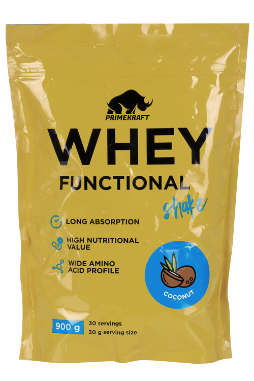 Коктейль протеиновый Whey Functional Shake со вкусом Кокос, 900 г коктейль протеиновый prime kraft whey functional shake шоколад 900 г