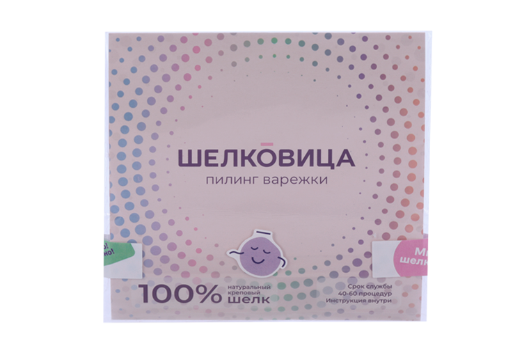 

Варежка-скраб Шелковица д/пилинга тела из 100% шелка с рисунком фиолетовая/белая