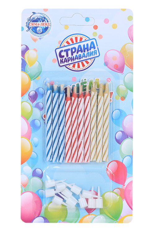 

Свечи Страна Карнавалия д/торта незадуваемые Спираль набор: 10 шт и 10 подставок