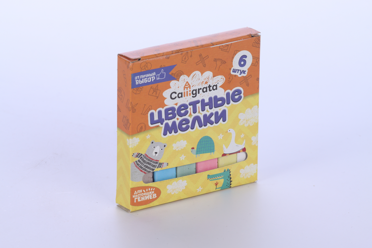 

Мелки Calligrata цветные в наборе 6 штук, квадратные, микс