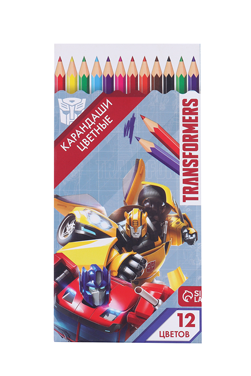 

Карандаши Hasbro 12 цветов "Бамблби и Оптимус Прайм", заточенные, шестигранные