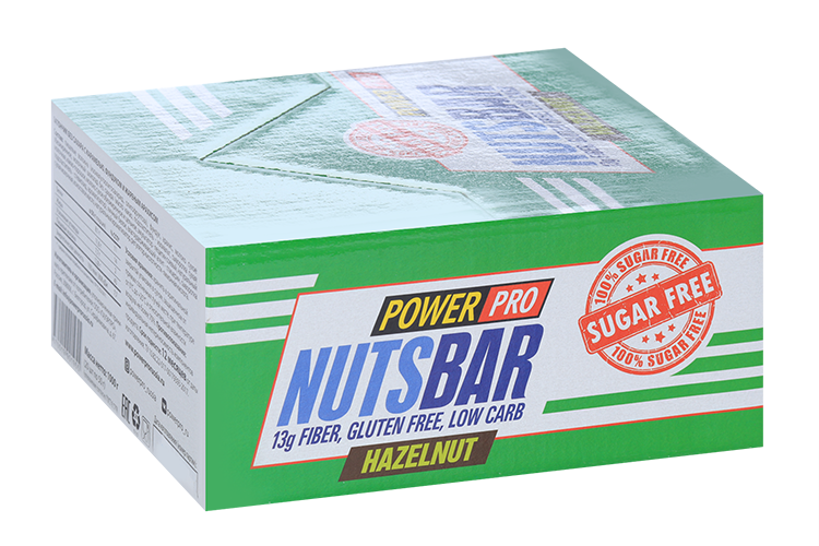 

Батончик Power Pro Nuts Bar Фундук/Карамель/Жареный Арахис б/сахара, 50 г, 20 шт