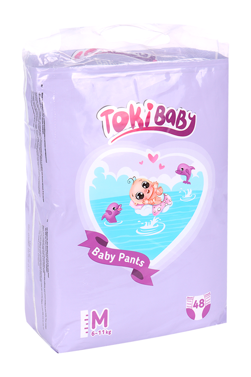 цена Подгузники-трусики TokiBaby дет M (6-11кг), 48 шт