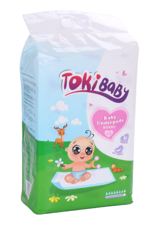 Пеленки TokiBaby впитывающие 60х90 см, 15 шт