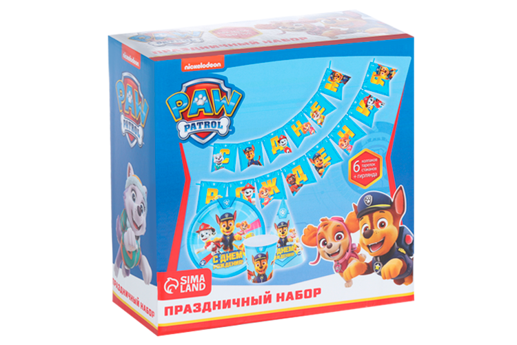 Набор Paw Patrol бумажной посуды С днем рождения! , на 6 персон синий