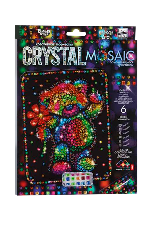 Набор д/создания мозаики Danko Toys Медвежонок серии CRYSTAL MOSAIC, на темном фоне