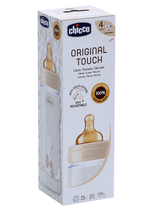 Бутылочка Chicco Original Touch Uni латекс соска РР (с 4 мес), 330 мл