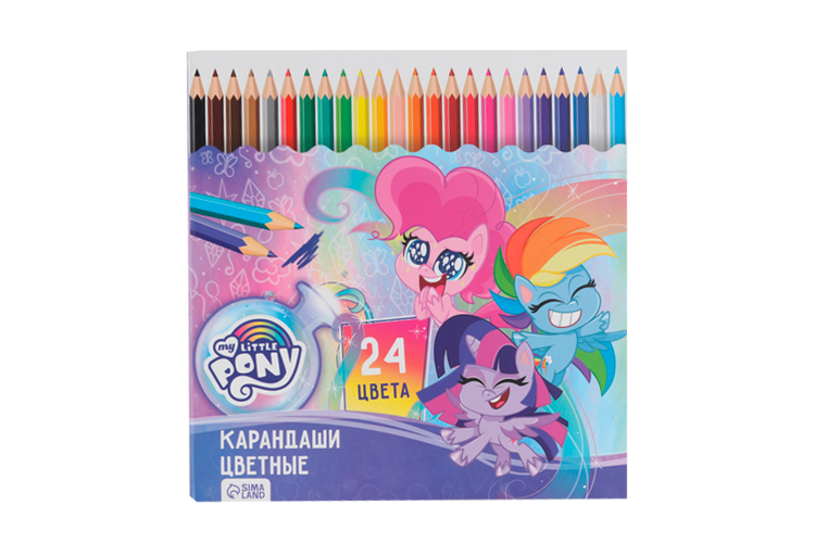 

Карандаши Hasbro 24 цвета Пинки Пай заточенные шестигранные картонная упаковка My Little Pony