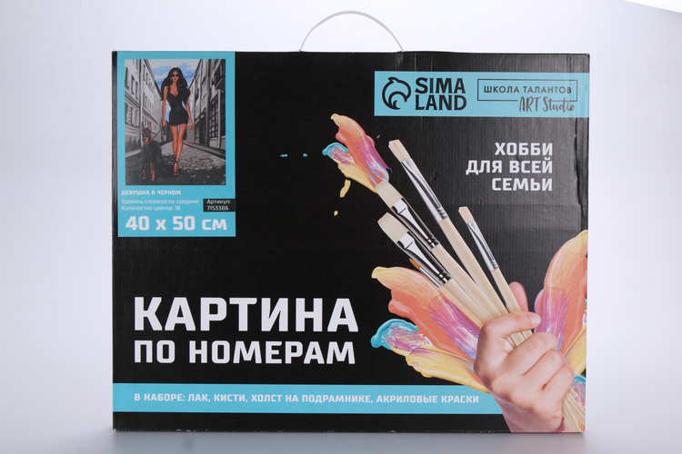 

Картина по номерам Школа талантов на холсте с подрамником Девушка в черном 40х50 см