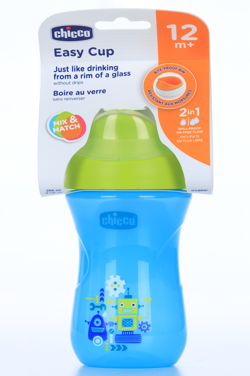 

Поильник Chicco Easy Cup носик ободок (с 12 мес), 266 мл, син/зелен