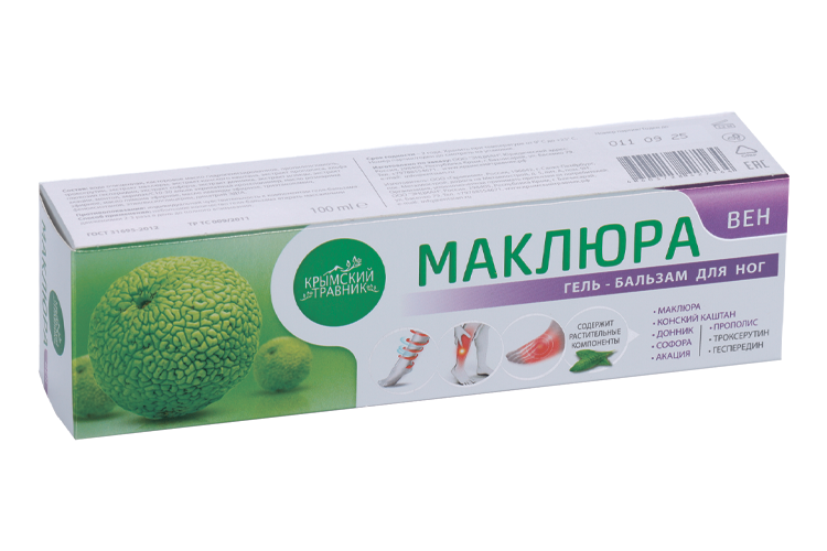 

Гель бальзам Крымский Травник маклюра вен д/ног д/снятия усталости/тонуса сосудов, 100 мл