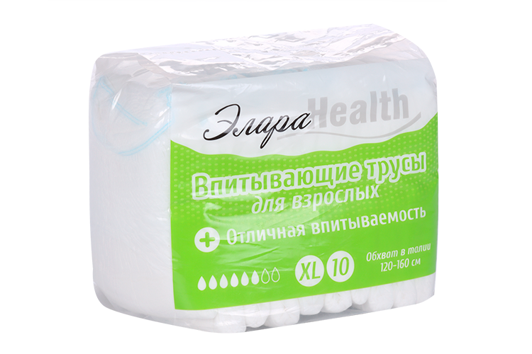 Трусы Элара Health д/взрослых впитывающие р XL (120-160 см), 10 шт