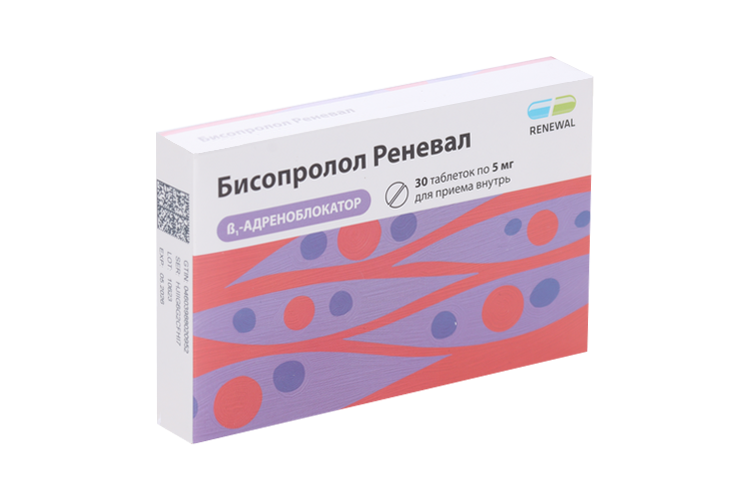 

Бисопролол Реневал 5 мг, 30 шт, таблетки покрытые пленочной оболочкой