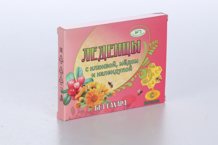 

Леденцы Родники Сибири с клюквой/медом/календулой б/сахара, 10 шт