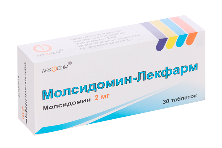 

Молсидомин-Лекфарм 2 мг, 30 шт, таблетки