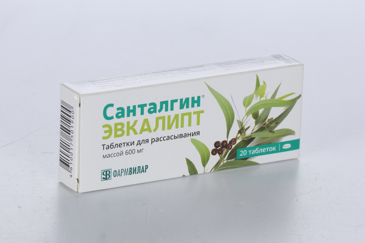 

Санталгин Эвкалипт, 600 мг, 20 шт, таблетки для рассасывания