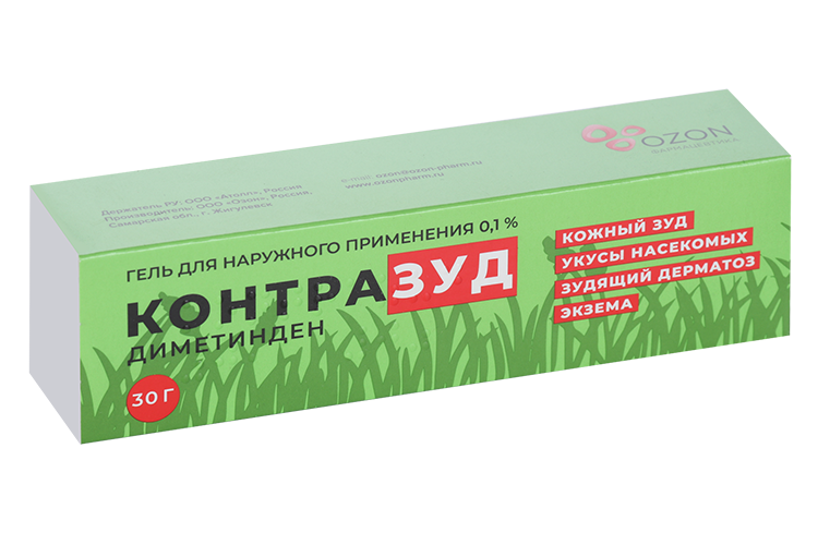 

Диметинден Контразуд 0.1%, 30 г, гель для наружного применения