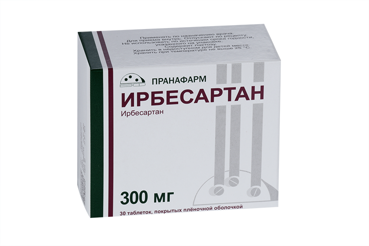 

Ирбесартан 300 мг, 30 шт, таблетки покрытые пленочной оболочкой