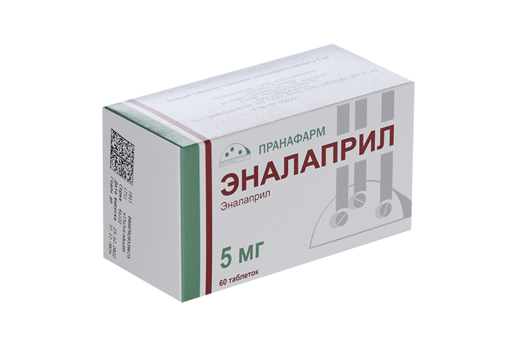 

Эналаприл 5 мг, 60 шт, таблетки