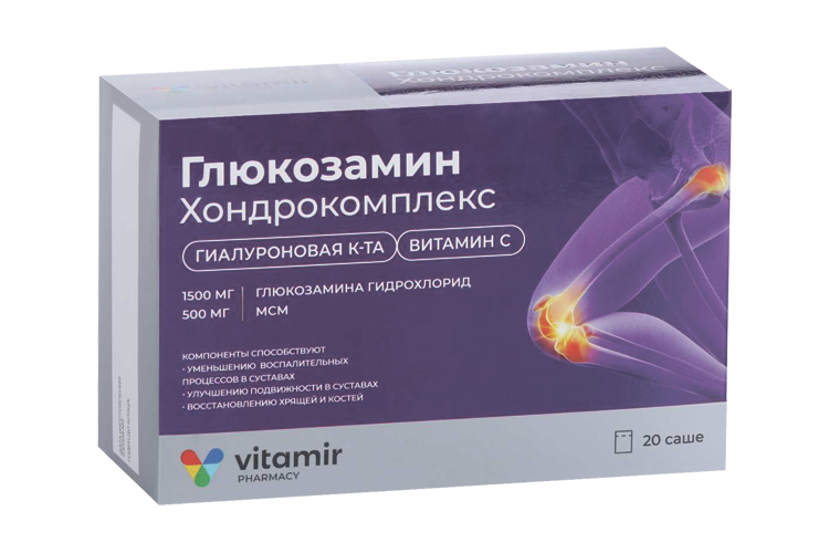 

Глюкозамин Хондрокомплекс, 5 г, 20 шт, порошок в саше-пакетах