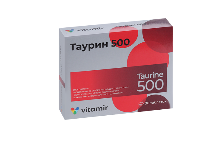 

Таурин Витамир 500, 30 шт, таблетки