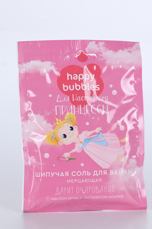 Соль д/ванн Happy Bubbles Мерцающая д/настоящей принцессы шипучая, 100 г