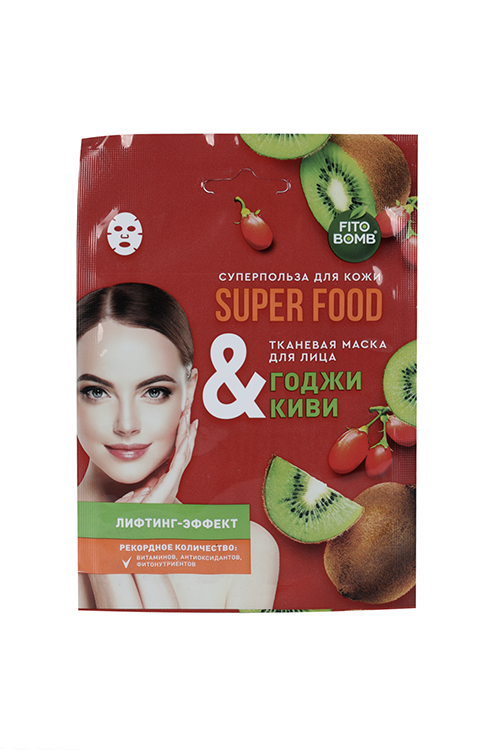 Маска FitoBomb Super Food ткан лифтинг-эффект годжи/киви д/лица, 25 мл