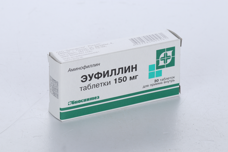 

Эуфиллин 150 мг, 30 шт, таблетки